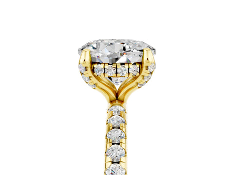 Yellow gold Round Cut Diamond Solitaire Ring with Four-Prong Setting and Pavé Band_5