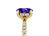Yellow gold Round Cut Diamond Solitaire Ring with Four-Prong Setting and Pavé Band_5