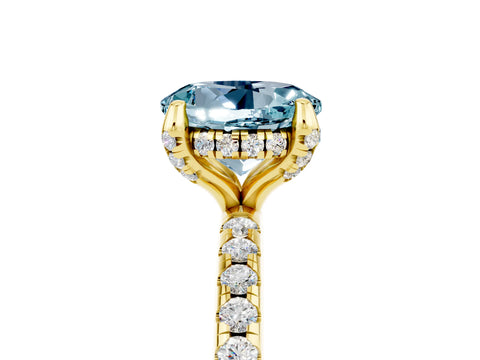 Yellow gold Round Cut Diamond Solitaire Ring with Four-Prong Setting and Pavé Band_5