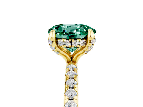 Yellow gold Round Cut Diamond Solitaire Ring with Four-Prong Setting and Pavé Band_5