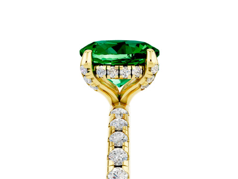 Yellow gold Round Cut Diamond Solitaire Ring with Four-Prong Setting and Pavé Band_5