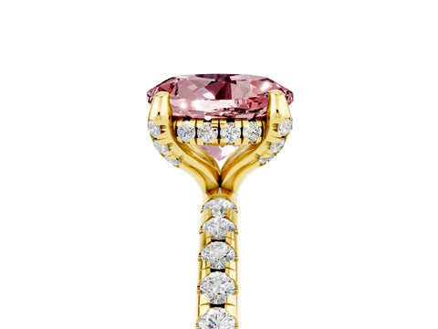 Yellow gold Round Cut Diamond Solitaire Ring with Four-Prong Setting and Pavé Band_5