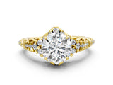 Yellow gold Round Cut Diamond Solitaire Ring with Hidden Halo and Pavé Band_33