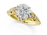 Yellow gold Round Cut Diamond Solitaire Ring with Hidden Halo and Pavé Band_34