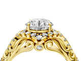 Yellow gold Round Cut Diamond Solitaire Ring with Hidden Halo and Pavé Band_37