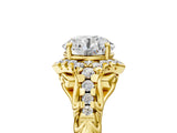 Yellow gold Round Cut Diamond Solitaire Ring with Hidden Halo and Pavé Band_38