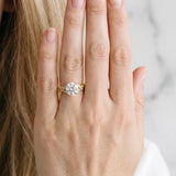 Yellow gold Round Cut Diamond Solitaire Ring with Leaf Motif Band and Four-Prong Setting_120