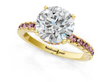 Yellow gold Round Cut Diamond Solitaire Ring with Pavé Band and Four-Prong Setting_1