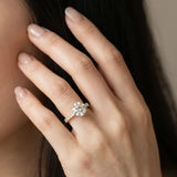 Yellow gold Round Cut Diamond Solitaire Ring with Pavé Band and Four-Prong Setting_243