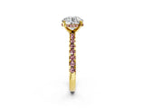 Yellow gold Round Cut Diamond Solitaire Ring with Pavé Band and Four-Prong Setting_2