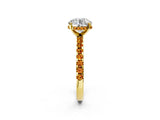 Yellow gold Round Cut Diamond Solitaire Ring with Pavé Band and Four-Prong Setting_2