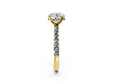 Yellow gold Round Cut Diamond Solitaire Ring with Pavé Band and Four-Prong Setting_2