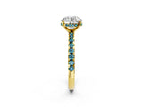 Yellow gold Round Cut Diamond Solitaire Ring with Pavé Band and Four-Prong Setting_2