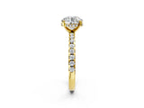 Yellow gold Round Cut Diamond Solitaire Ring with Pavé Band and Four-Prong Setting_2