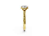 Yellow gold Round Cut Diamond Solitaire Ring with Pavé Band and Four-Prong Setting_2