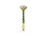 Yellow gold Round Cut Diamond Solitaire Ring with Pavé Band and Four-Prong Setting_2