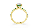 Yellow gold Round Cut Diamond Solitaire Ring with Pavé Band and Four-Prong Setting_3