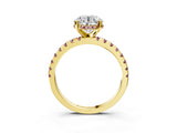 Yellow gold Round Cut Diamond Solitaire Ring with Pavé Band and Four-Prong Setting_3