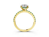 Yellow gold Round Cut Diamond Solitaire Ring with Pavé Band and Four-Prong Setting_3