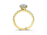 Yellow gold Round Cut Diamond Solitaire Ring with Pavé Band and Four-Prong Setting_3