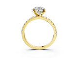 Yellow gold Round Cut Diamond Solitaire Ring with Pavé Band and Four-Prong Setting_3