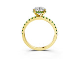 Yellow gold Round Cut Diamond Solitaire Ring with Pavé Band and Four-Prong Setting_3