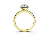 Yellow gold Round Cut Diamond Solitaire Ring with Pavé Band and Four-Prong Setting_3