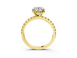 Yellow gold Round Cut Diamond Solitaire Ring with Pavé Band and Four-Prong Setting_3