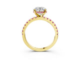 Yellow gold Round Cut Diamond Solitaire Ring with Pavé Band and Four-Prong Setting_3