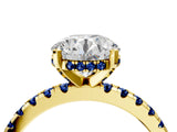 Yellow gold Round Cut Diamond Solitaire Ring with Pavé Band and Four-Prong Setting_4