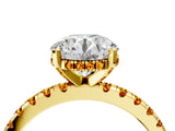 Yellow gold Round Cut Diamond Solitaire Ring with Pavé Band and Four-Prong Setting_4