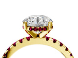 Yellow gold Round Cut Diamond Solitaire Ring with Pavé Band and Four-Prong Setting_4