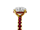 Yellow gold Round Cut Diamond Solitaire Ring with Pavé Band and Four-Prong Setting_5