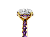 Yellow gold Round Cut Diamond Solitaire Ring with Pavé Band and Four-Prong Setting_5