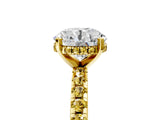 Yellow gold Round Cut Diamond Solitaire Ring with Pavé Band and Four-Prong Setting_5