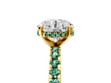 Yellow gold Round Cut Diamond Solitaire Ring with Pavé Band and Four-Prong Setting_5
