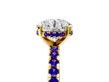 Yellow gold Round Cut Diamond Solitaire Ring with Pavé Band and Four-Prong Setting_5