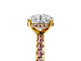 Yellow gold Round Cut Diamond Solitaire Ring with Pavé Band and Four-Prong Setting_5