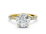 Yellow gold Round Cut Diamond Solitaire Ring with Pavé Band and Hidden Halo_21