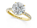 Yellow gold Round Cut Diamond Solitaire Ring with Pavé Band and Hidden Halo_22