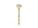 Yellow gold Round Cut Diamond Solitaire Ring with Pavé Band and Hidden Halo_23