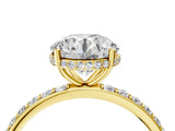Yellow gold Round Cut Diamond Solitaire Ring with Pavé Band and Hidden Halo_25