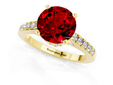 Yellow gold Round Cut Diamond Solitaire Ring with Pavé Band and Prong Setting_1