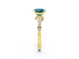 Yellow gold Round Cut Diamond Solitaire Ring with Pavé Band and Prong Setting_2