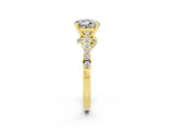 Yellow gold Round Cut Diamond Solitaire Ring with Pavé Band and Prong Setting_2