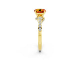 Yellow gold Round Cut Diamond Solitaire Ring with Pavé Band and Prong Setting_2