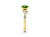 Yellow gold Round Cut Diamond Solitaire Ring with Pavé Band and Prong Setting_2