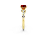 Yellow gold Round Cut Diamond Solitaire Ring with Pavé Band and Prong Setting_2