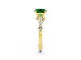 Yellow gold Round Cut Diamond Solitaire Ring with Pavé Band and Prong Setting_2