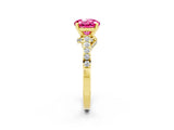Yellow gold Round Cut Diamond Solitaire Ring with Pavé Band and Prong Setting_2